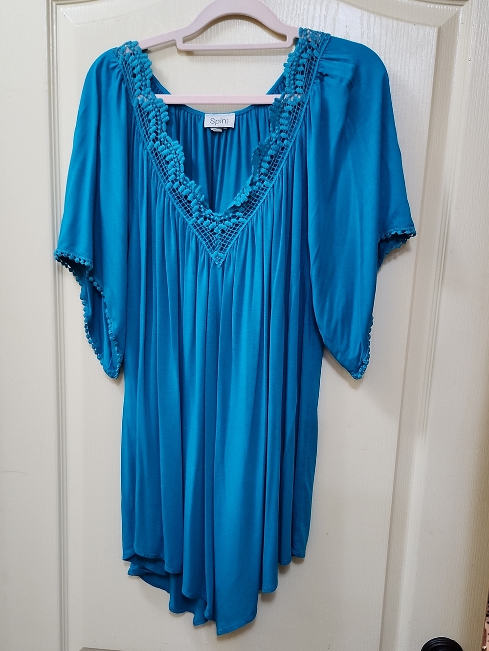 Spin! brand Crochet-Trim Flutter Sleeve Tunic